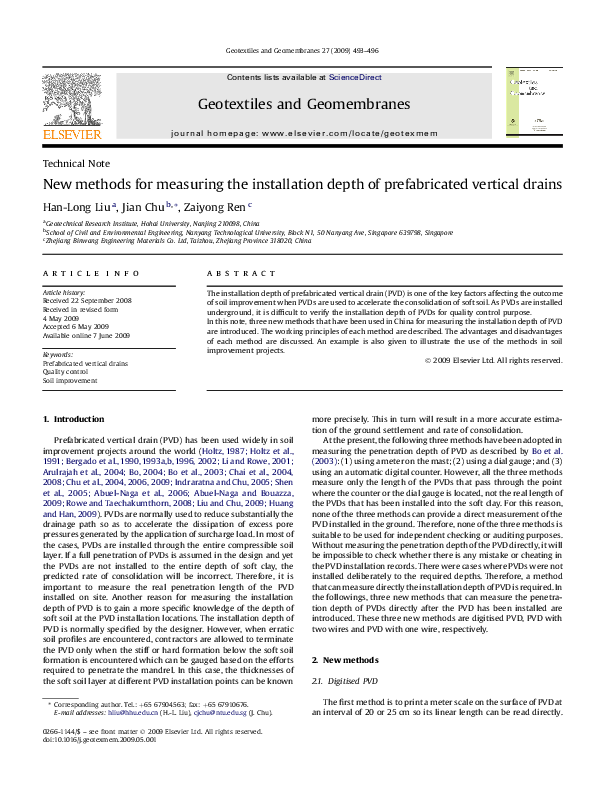 (PDF) New methods for measuring the installation depth of prefabricated ...