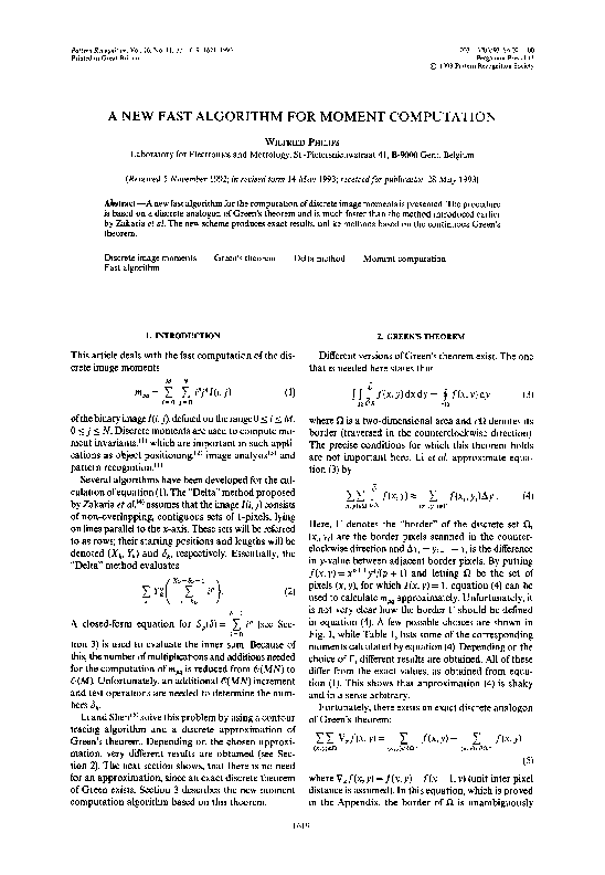 (PDF) A new fast algorithm for moment computation
