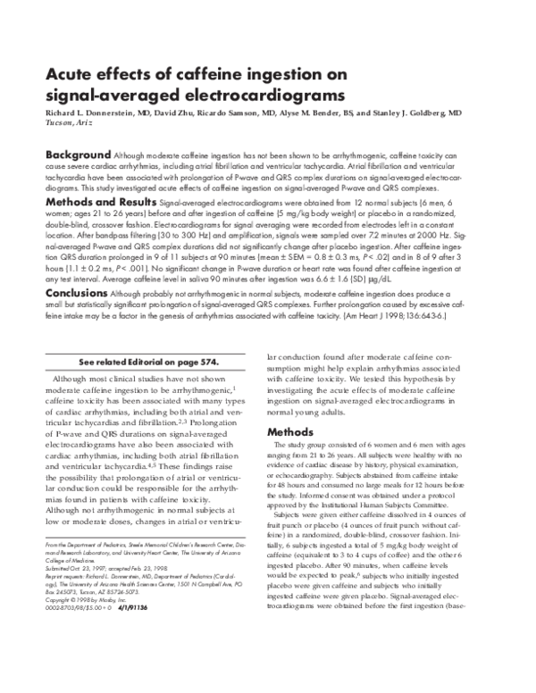 (PDF) Acute effects of caffeine ingestion on signal-averaged ...