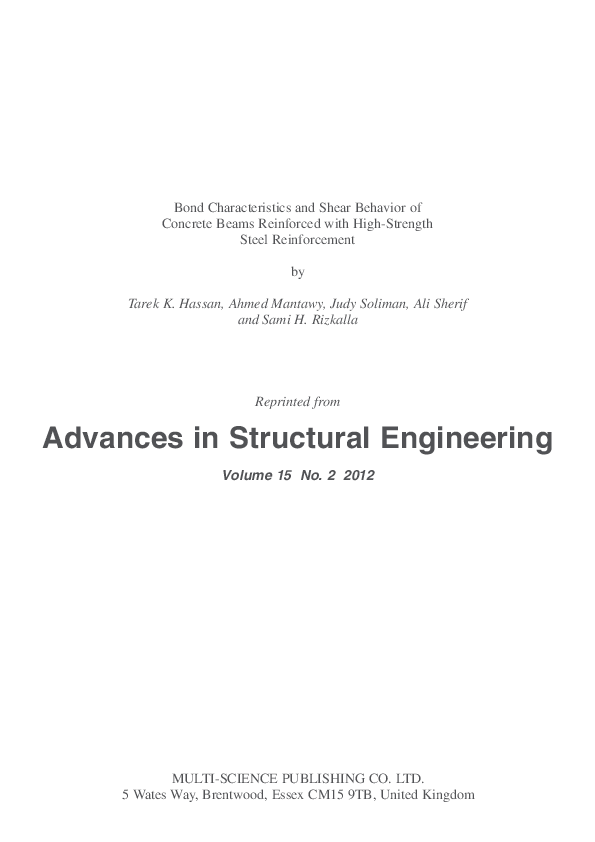 (PDF) Bond Characteristics and Shear Behavior of Concrete Beams ...