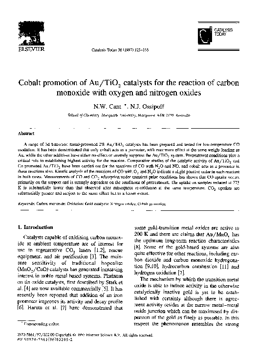 (PDF) Cobalt promotion of Au TiO 2 catalysts for the reaction of carbon ...