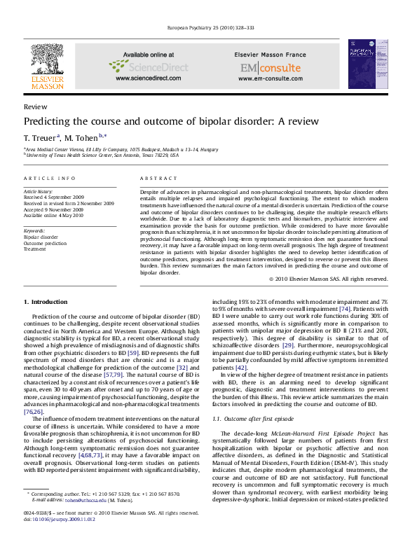 (PDF) Predicting the course and outcome of bipolar disorder: A review