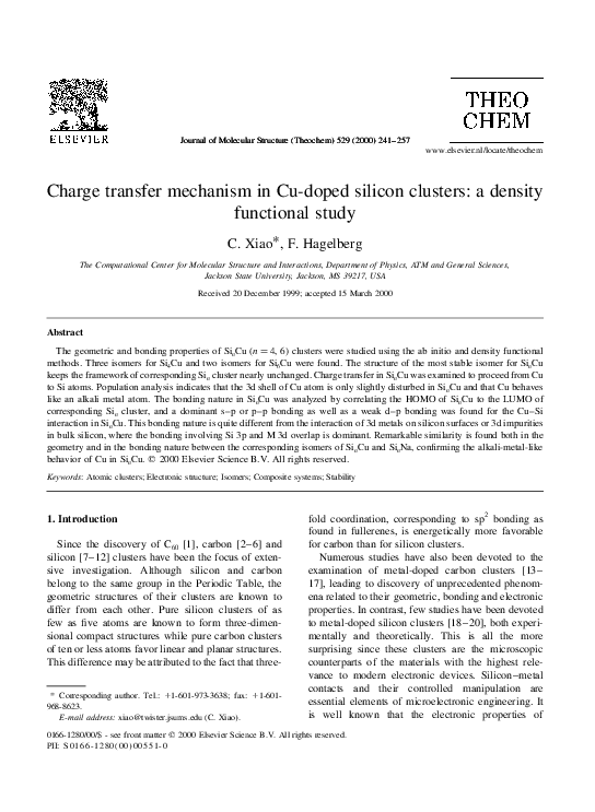(PDF) Charge transfer mechanism in Cu-doped silicon clusters: a density ...