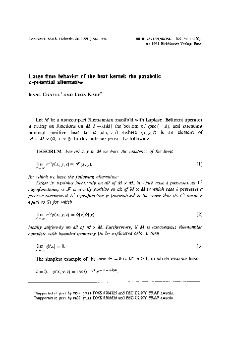 (PDF) Large time behavior of the heat kernel: the parabolic λ-potential ...