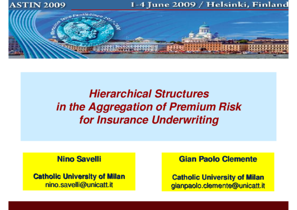 (PDF) Hierarchical structures in the aggregation of premium risk for ...