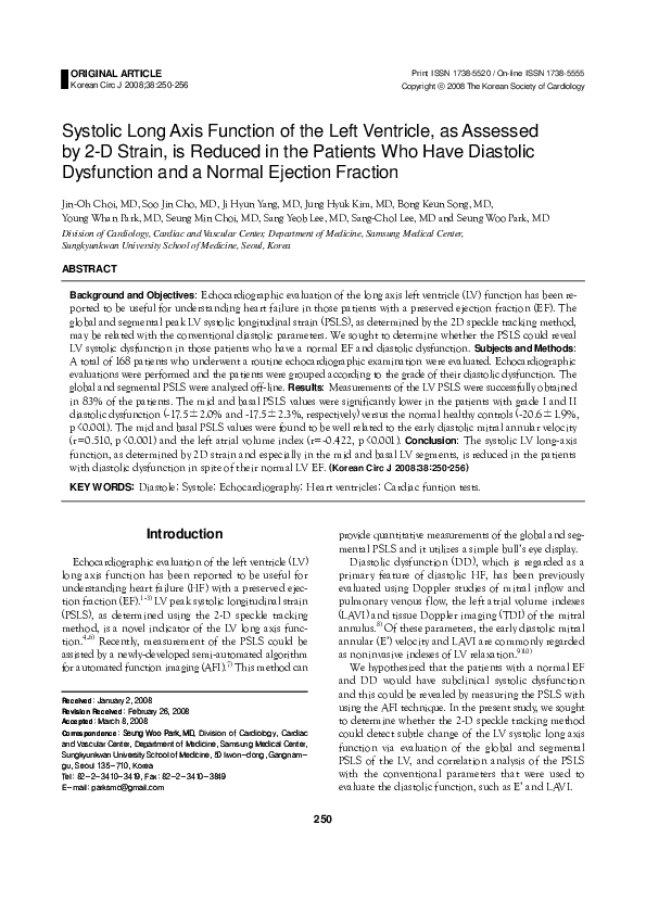 (PDF) Systolic Long Axis Function of the Left Ventricle, as Assessed by ...