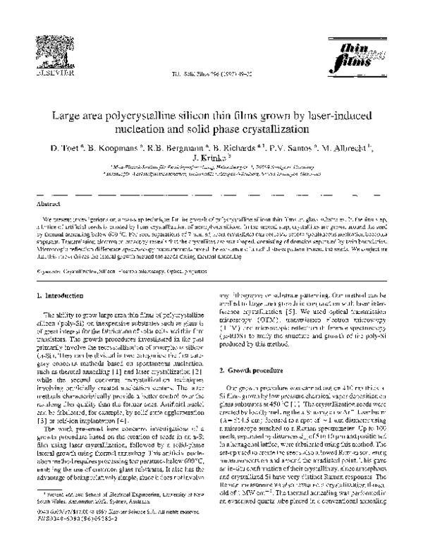 (PDF) Large area polycrystalline silicon thin films grown by laser ...