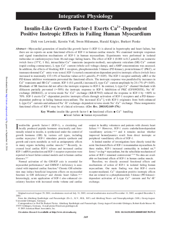 (PDF) Insulin-Like Growth Factor-1 Exerts Ca2+-Dependent Positive ...