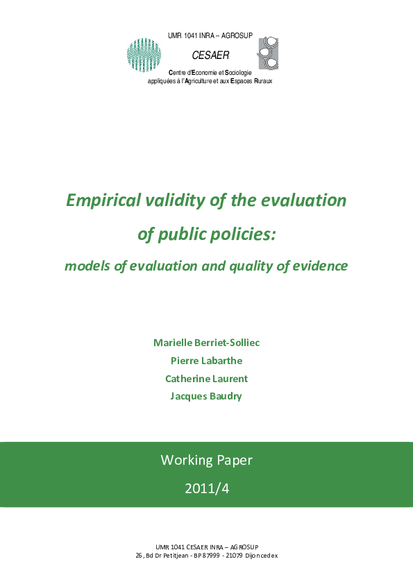 (PDF) Empirical validity of the evaluation of public policies: models ...