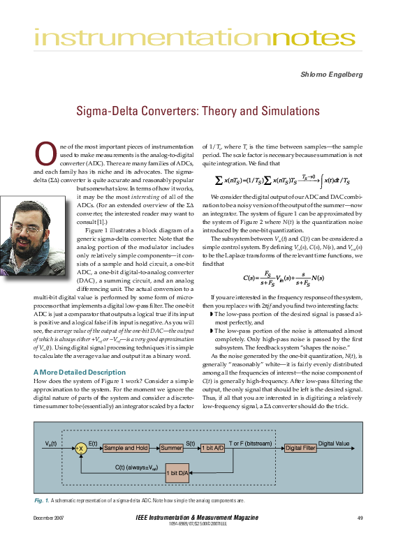 (PDF) SigmaDelta Converters Theory and Simulations Shlomo Engelberg