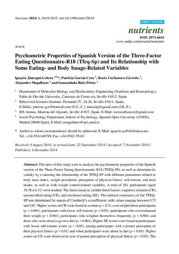 (PDF) Psychometric properties of the Spanish version of the screening ...