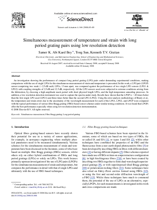 (PDF) Simultaneous Measurement of Temperature and Strain Based on ...