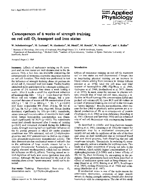 (PDF) Consequences of 6 weeks of strength training on red cell O2 ...