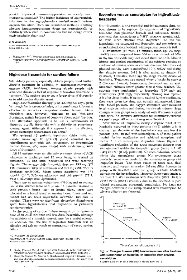 (PDF) Ibuprofen versus sumatriptan for highaltitude headache Werner