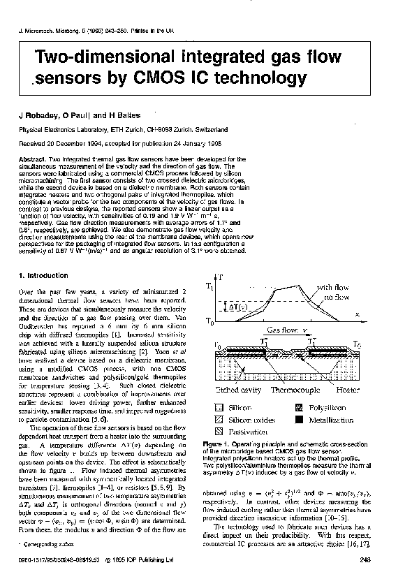 (PDF) Two-dimensional integrated gas flow sensors by CMOS IC technology