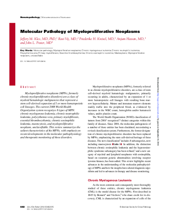 (PDF) Molecular Pathology of Myeloproliferative Neoplasms