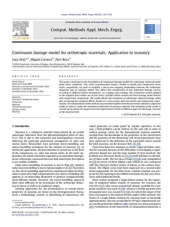 (PDF) Continuum damage model for orthotropic materials: Application to ...