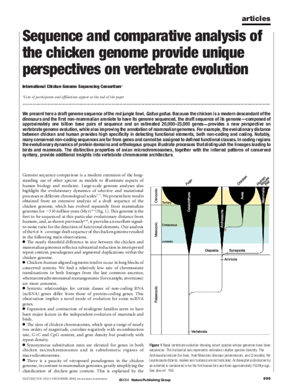 (PDF) Sequence and comparative analysis of the chicken genome provide ...