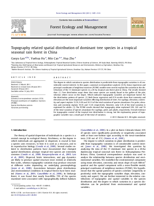 (PDF) Topography related spatial distribution of dominant tree species ...