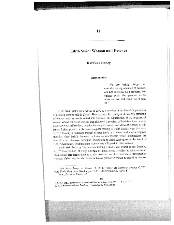 (PDF) Edith Stein Woman and Essence