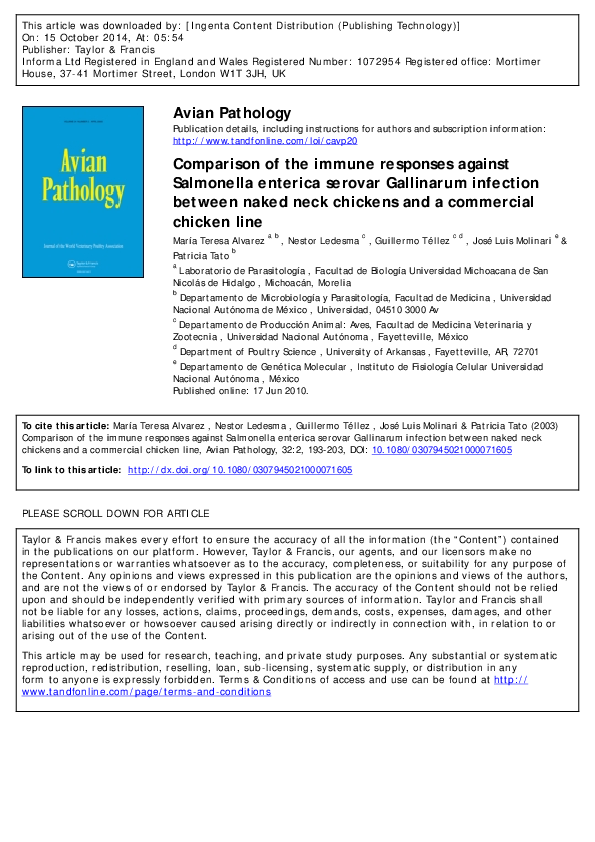 (PDF) Comparison of the immune responses against Salmonella enterica ...