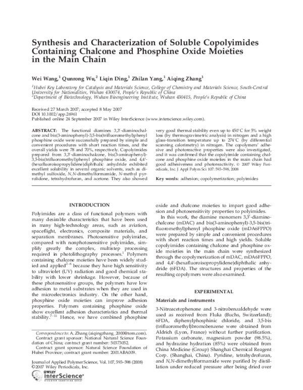 (PDF) Synthesis and characterization of soluble copolyimides containing ...