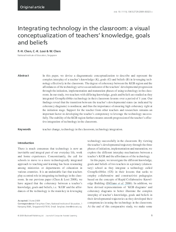 (PDF) Integrating technology in the classroom: a visual ...