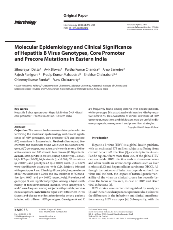 (PDF) Molecular Epidemiology and Clinical Significance of Hepatitis B ...