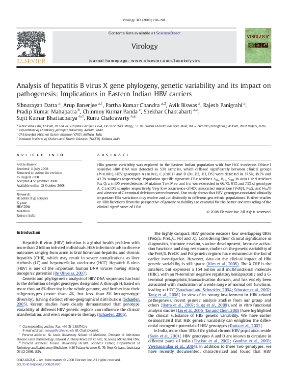 (PDF) Analysis of hepatitis B virus X gene phylogeny, genetic ...