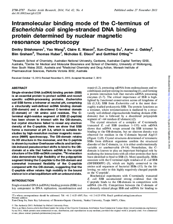 (PDF) Intramolecular binding mode of the C-terminus of Escherichia coli ...