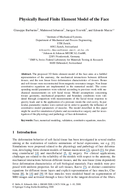 (PDF) Physically Based Finite Element Model of the Face