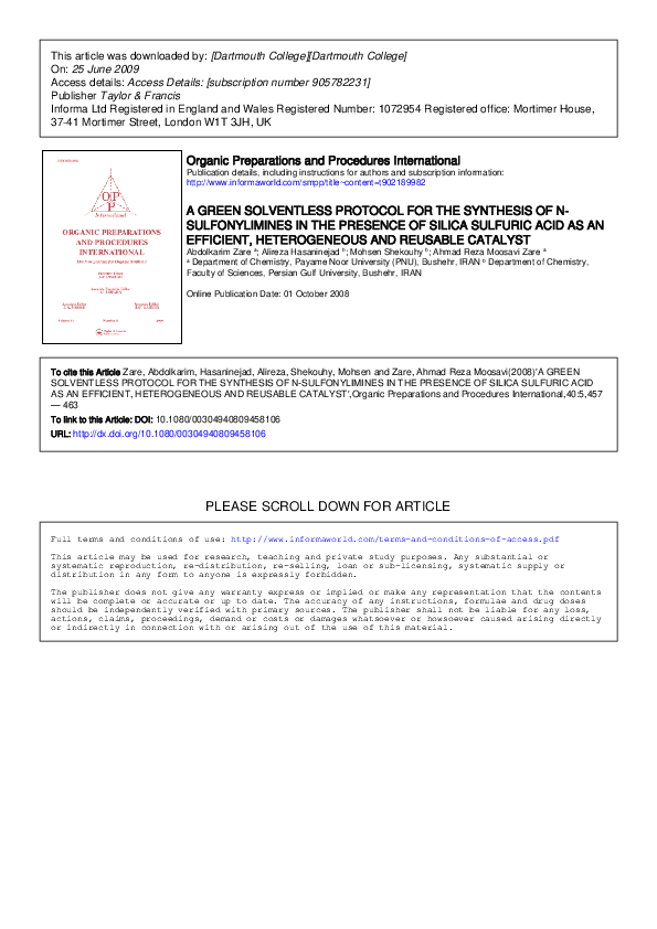 (PDF) A Green Solventless Protocol for the Synthesis of N ...
