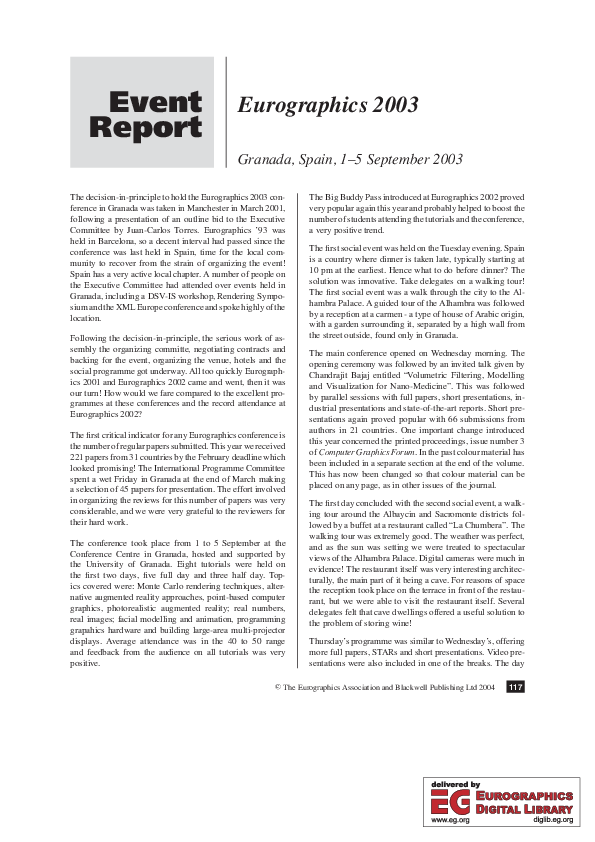 (PDF) Eurographics 2003 Juan Carlos Torres Academia.edu