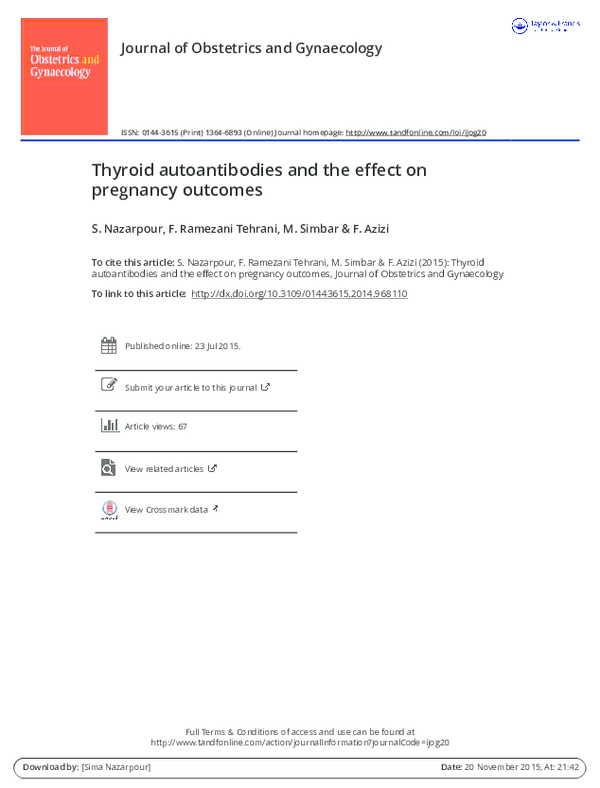 (PDF) Thyroid autoantibodies and the effect on pregnancy