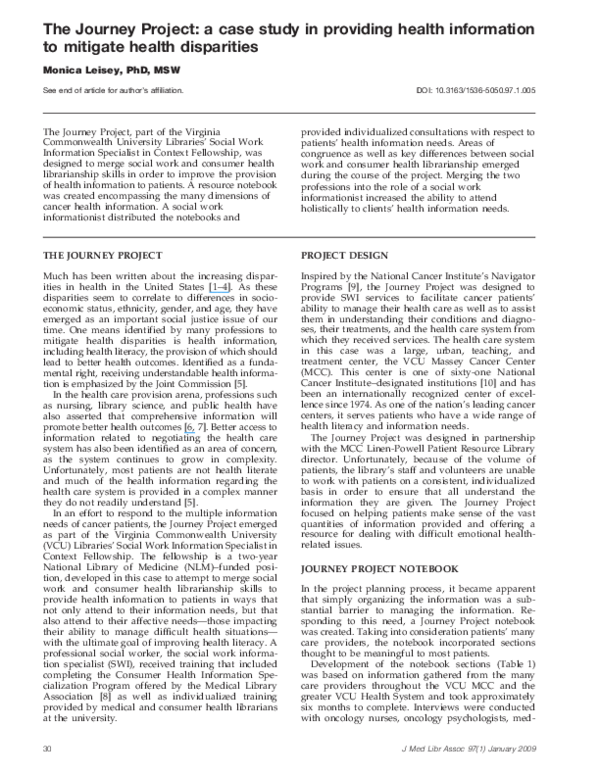 (PDF) The Journey Project: a case study in providing health information ...
