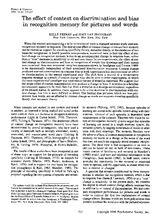 (PDF) The effect of context on discrimination and bias in recognition ...