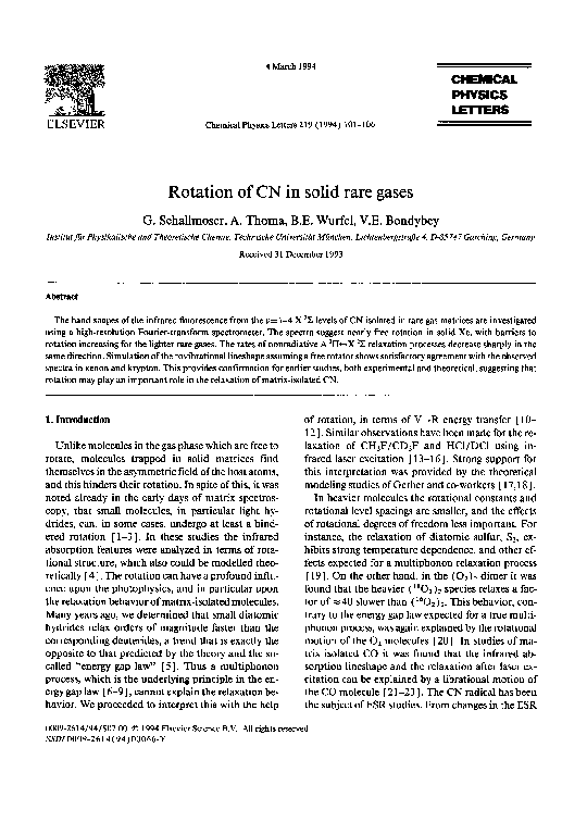 (PDF) Rotation of CN in solid rare gases