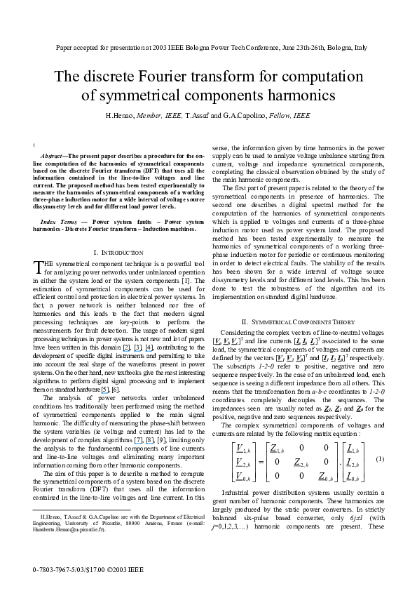 (PDF) The discrete fourier transform for computation of symmetrical ...