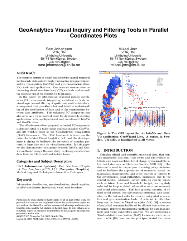 (PDF) GeoAnalytics visual inquiry and filtering tools in parallel ...