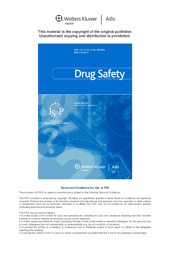 (PDF) Safety of Green Tea Extracts A Systematic Review by the US