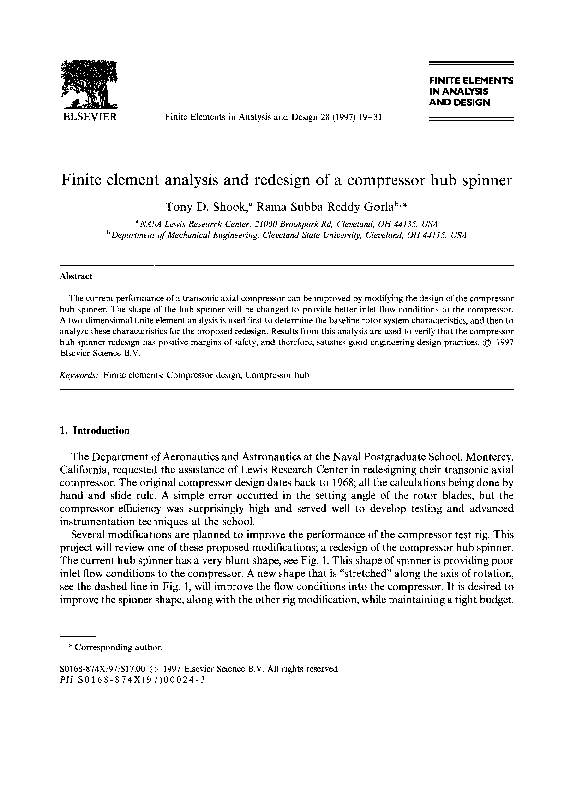 (PDF) Finite element analysis and redesign of a compressor hub spinner