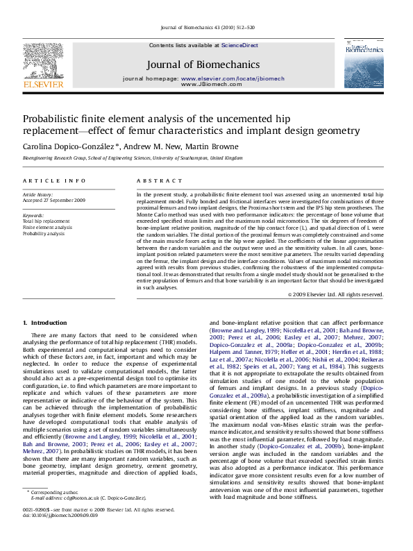 (PDF) Probabilistic finite element analysis of the uncemented hip ...
