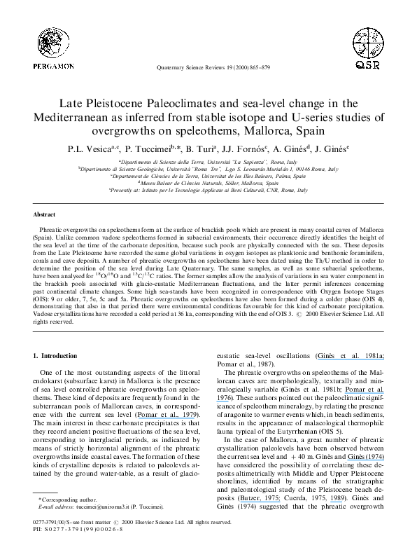 (PDF) Late Pleistocene Paleoclimates and sea-level change in the ...