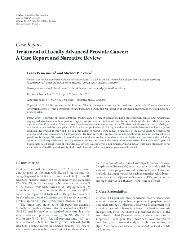 (PDF) Treatment of Locally Advanced Prostate Cancer: A Case Report and ...