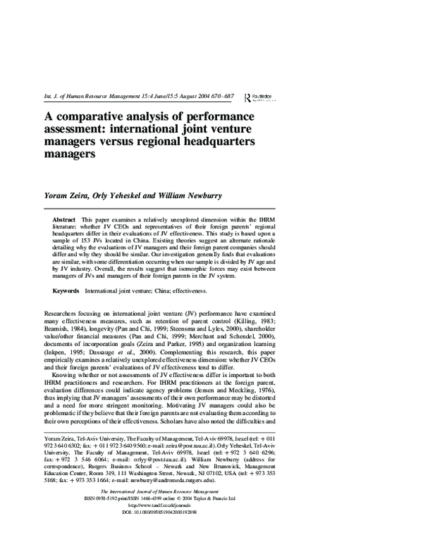 (PDF) A comparative analysis of performance assessment: international ...