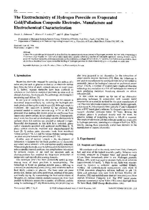 (PDF) The electrochemistry of hydrogen peroxide on evaporated gold ...