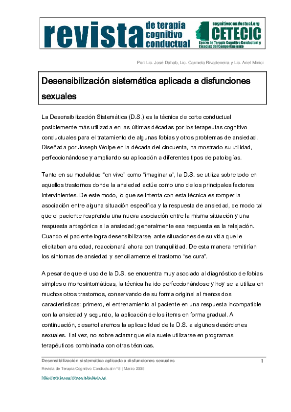 terapia cognitivo-conductual para la disfunción sexual pdf
