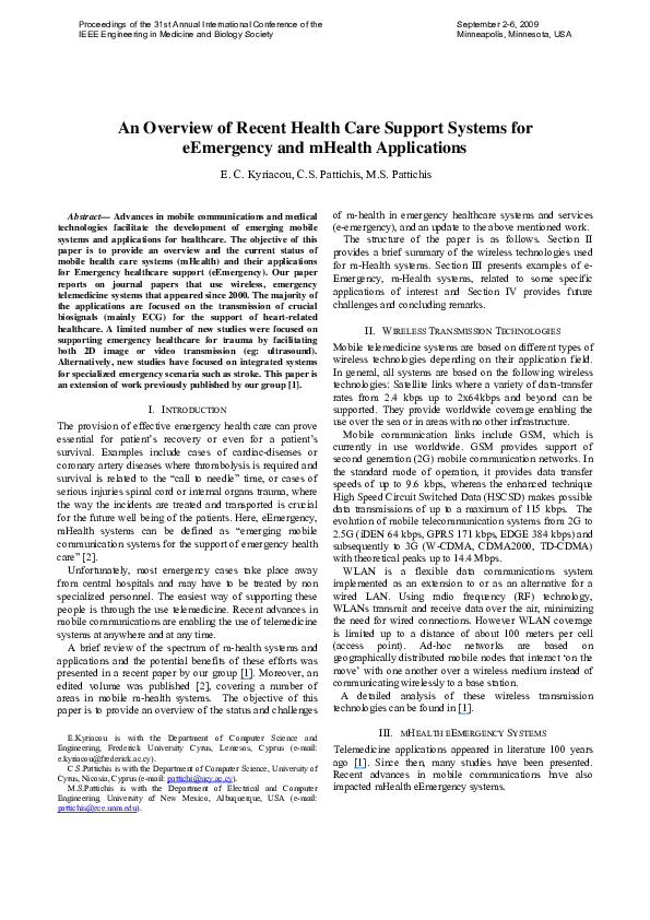 (PDF) An overview of recent health care support systems for eEmergency ...