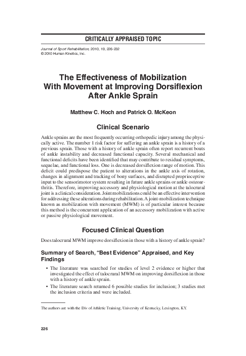 (PDF) The effectiveness of mobilization with movement at improving ...