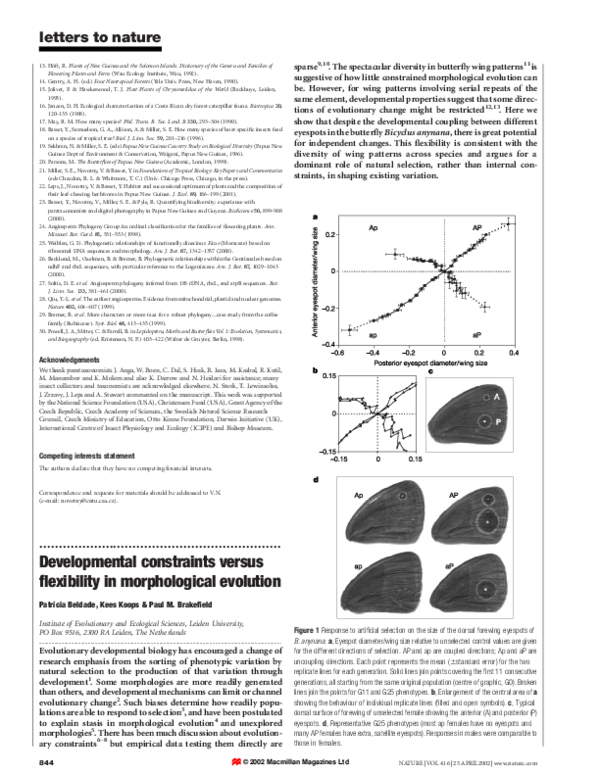 (PDF) Developmental constraints versus flexibility in morphological ...